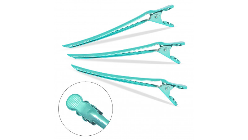 Pack de 10 pinces clip sépare mèches colorées - Vert émeraude