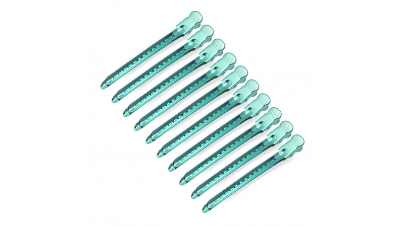 Pack de 10 pinces clip sépare mèches colorées - Vert émeraude