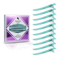 Pack de 10 pinces clip sépare mèches colorées - Vert émeraude