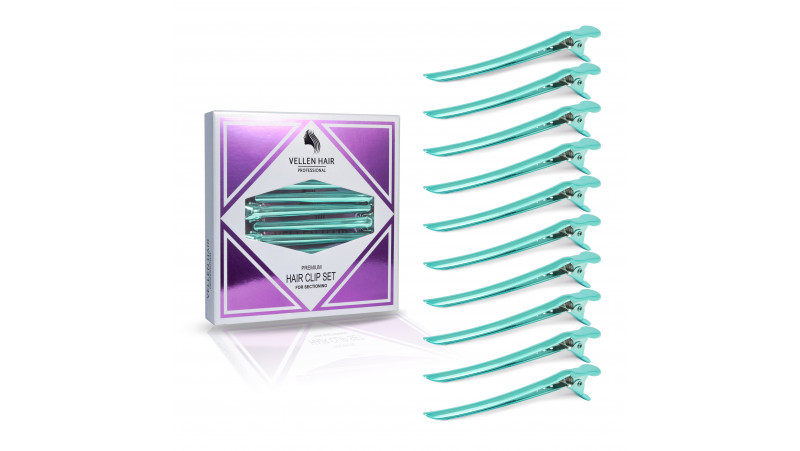 Pack de 10 pinces clip sépare mèches colorées - Vert émeraude