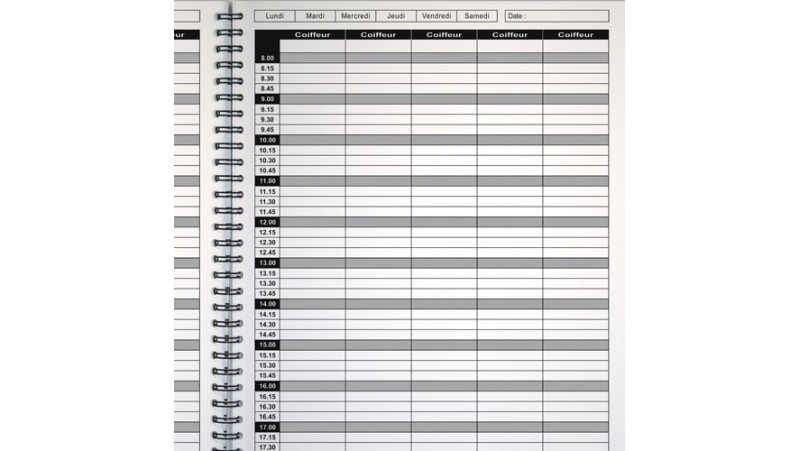Carnet de rendez vous 8 colonnes 30 pages 310x300 mm
