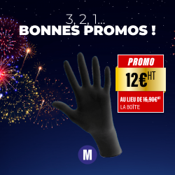 Gants noirs 100% nitrile - Taille M - Boîte de 100
