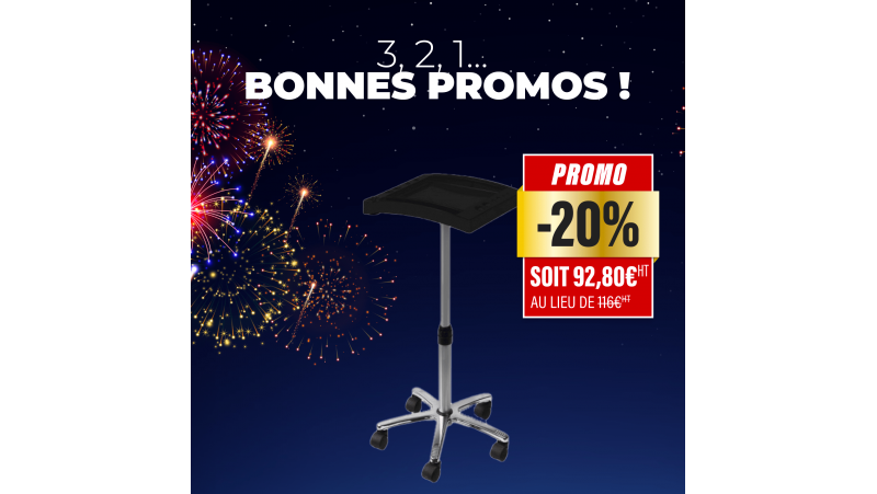 Table Konforel Simplex Noire 1 Plateau Reglable Roulettes